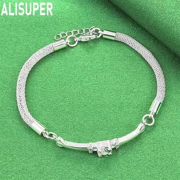 Браслет из стерлингового серебра 925 пробы с цирконием AAA, модные свадебные украшения 20CM