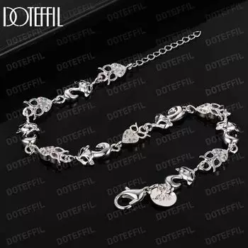 Браслет из стерлингового серебра 925 пробы с лисой и совой из циркона класса ААА, модные ювелирные изделия 20CM