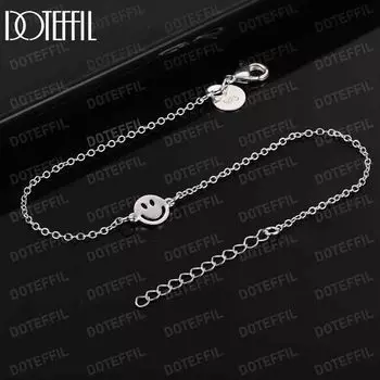 Браслет из стерлингового серебра 925 пробы с улыбающимся лицом, модные свадебные украшения 20CM