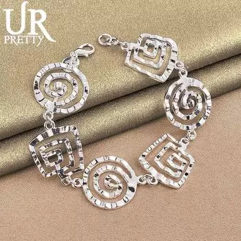 Браслет из стерлингового серебра 925 пробы с волной, модные свадебные украшения 20CM