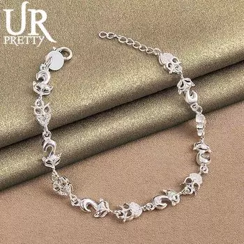 Браслет из стерлингового серебра 925 пробы с лисой и совой из циркона класса ААА, модные ювелирные изделия 20CM