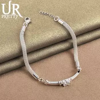 Браслет из стерлингового серебра 925 пробы с цирконием AAA, модные свадебные украшения 20CM