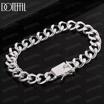 Браслет из стерлингового серебра 925 пробы с боковой цепочкой 10 мм, модные свадебные украшения 20CM