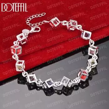 Браслет из стерлингового серебра 925 пробы с цирконием AAA, свадебная мода, ювелирные изделия с подвесками 20cm