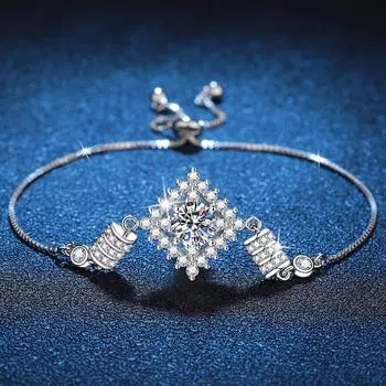 Браслет из стерлингового серебра 925 пробы с муассанитом, квадратная сумка, регулируемый браслет из муассанита 1 карат 6.5mm high carbon stone