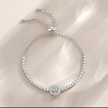 Браслет из стерлингового серебра 925 пробы с муассанитом, женский браслет с квадратной сумкой Gypsy и муассанитом в один карат 925 silver