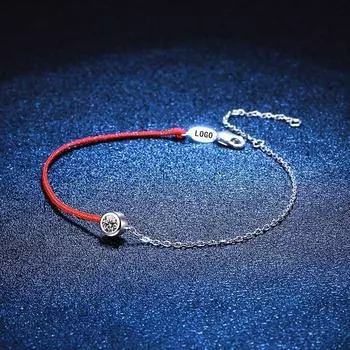 Браслет из стерлингового серебра 925 пробы с бриллиантами моцареллы и платиновым покрытием, браслет с французской счастливой ручкой и одним бриллиантом в 30 точках из муассанита 925 silver