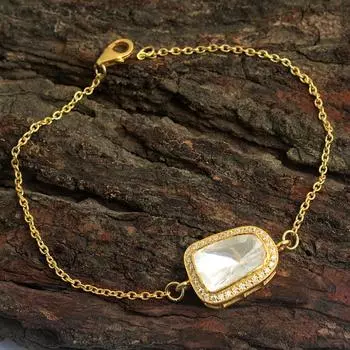 Браслет из стерлингового серебра 925 пробы с золотой отделкой из муассанита в горошек