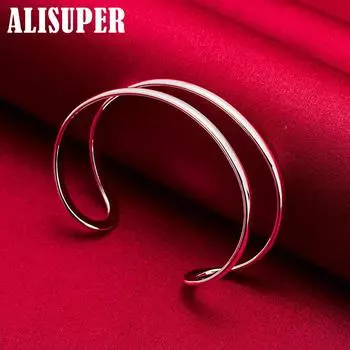 Браслет из стерлингового серебра 925 пробы с двойным кругом, ювелирные изделия