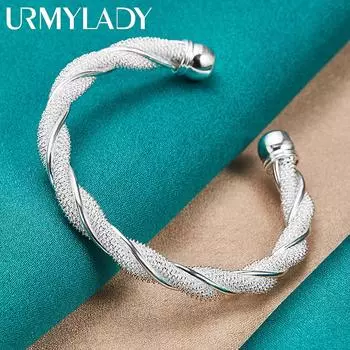 Браслет из стерлингового серебра 925 пробы с переплетением шпагатов для женщин, модные очаровательные ювелирные изделия MD029