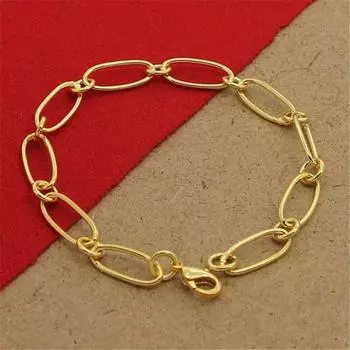 Браслет из стерлингового серебра 925 пробы, скрепка для бумаги, браслет из золота 18 карат для женщин, ювелирные изделия в подарок золотой