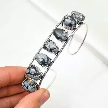 Браслет из стерлингового серебра 925 пробы «Снежинка» с обседием, регулируемый, ювелирные изделия ручной работы с драгоценными камнями, подарок маме, антикварные ювелирные изделия Adjustable синий