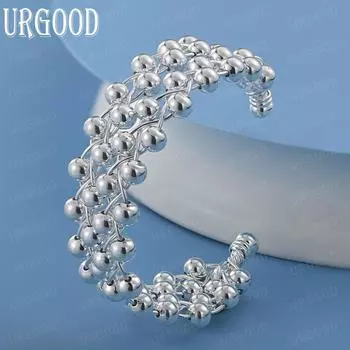 Браслет из стерлингового серебра 925 пробы со скользящими бусинами, модные свадебные украшения 55MM