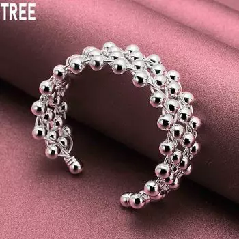 Браслет из стерлингового серебра 925 пробы со скользящими бусинами, модные свадебные украшения 55MM