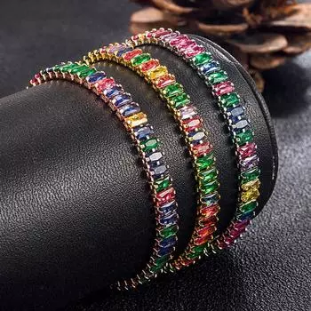 Браслет из стерлингового серебра 925 пробы, светлый роскошный цветной цирконий, ювелирные изделия для рук, браслет для женщин, очаровательные ювелирные изделия, подарок для вечеринки 18cm серебряный