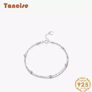 Браслет из стерлингового серебра 925 пробы, ювелирные изделия, геометрические бусины, браслеты-цепочки, модный тонкий свадебный подарок для подруги, женщин серебряный