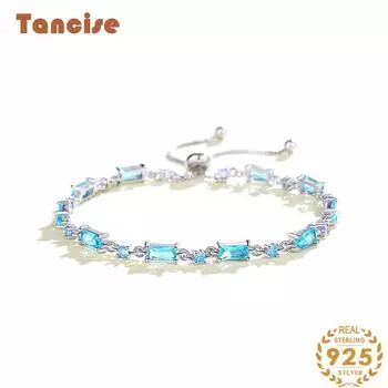 Браслет из стерлингового серебра 925 пробы, ювелирные изделия, геометрические бусины, браслеты-цепочки, модный тонкий свадебный подарок для подруги, женщин синий