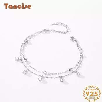 Браслет из стерлингового серебра 925 пробы, ювелирные изделия, геометрические бусины, браслеты-цепочки, модный тонкий свадебный подарок для подруги, женщин серебряный