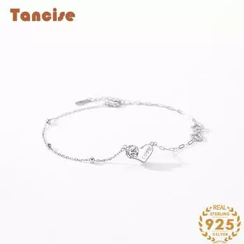 Браслет из стерлингового серебра 925 пробы, ювелирные изделия, геометрические бусины, браслеты-цепочки, модный тонкий свадебный подарок для подруги, женщин серебряный