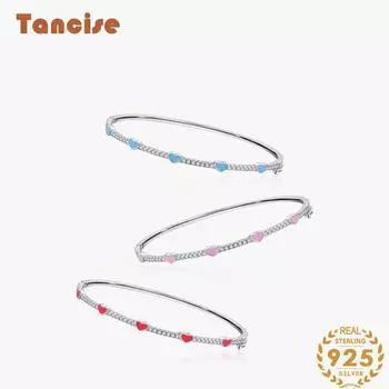 Браслет из стерлингового серебра 925 пробы, ювелирные изделия, геометрические бусины, браслеты-цепочки, модный тонкий свадебный подарок для подруги, женщин 17CM красный