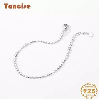 Браслет из стерлингового серебра 925 пробы, ювелирные изделия, геометрические бусины, браслеты-цепочки, модный тонкий свадебный подарок для подруги, женщин серебряный