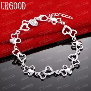 Браслет из стерлингового серебра 925 пробы в форме сердца с цирконием ААА, модные свадебные украшения 20CM