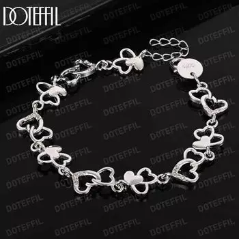 Браслет из стерлингового серебра 925 пробы в форме сердца с цирконием ААА, модные свадебные украшения 20CM