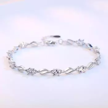 Браслет из стерлингового серебра 925 пробы, высокое качество, ретро-мода, женский, фиолетовый кристалл, четыре зубца, длина браслета «сделай сам» 20,5 см