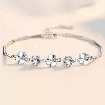 Браслет из стерлингового серебра 925 пробы женский браслет-клевер для молодых 925