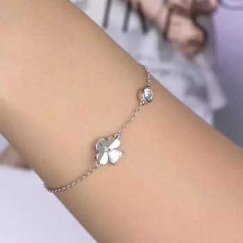 Браслет из стерлингового серебра 925 пробы, женский браслет Ins Wind Lucky, четырехлистный клевер, бриллиант, циркон, свежие высококачественные ювелирные изделия