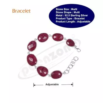 Браслет из стерлингового серебра 92,5-925 пробы с рубиновым ободом произвольной формы для женщин и девочек ONE