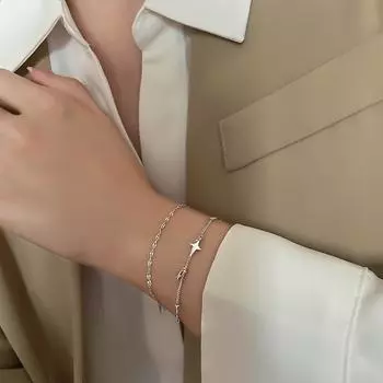 Браслет из стерлингового серебра S925, браслет Lucky Year, женский новый модный крутой нишевый модный браслет в Корейском стиле с крестом и звездой