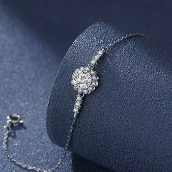 Браслет из стерлингового серебра S925 Цветочный бутон Mosang с бриллиантами из европейского и американского серебра, колье из стерлингового серебра с геометрическим цирконом zircon