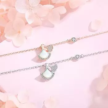 Браслет из стерлингового серебра S925 для женщин Ins Niche Design Сладкая веерная юбка с листьями гинкго, украшения для рук Adjustable size