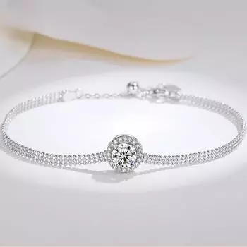 Браслет из стерлингового серебра S925 для женщин, классический новый круглый браслет из муассанита, универсальный браслет с бриллиантами 925