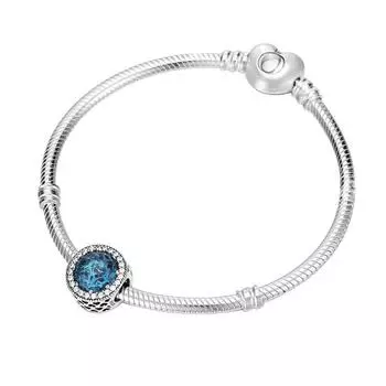 Браслет из стерлингового серебра S925 Heart of The Ocean с бусинами кошачий глаз для женщин 20cm