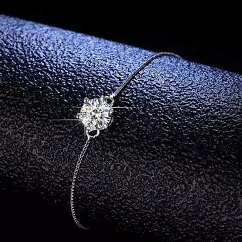 Браслет из стерлингового серебра S925 Муассанит Браслет Муассанит Шесть когтей Простая женская модель zircon