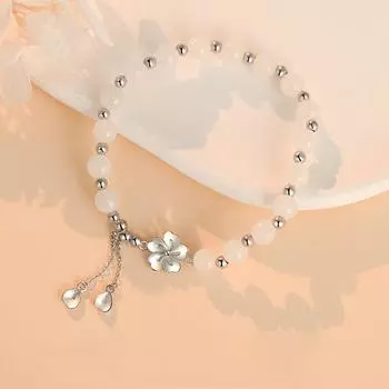 Браслет из стерлингового серебра S925 Peach Blossom, женский изысканный браслет из бисера