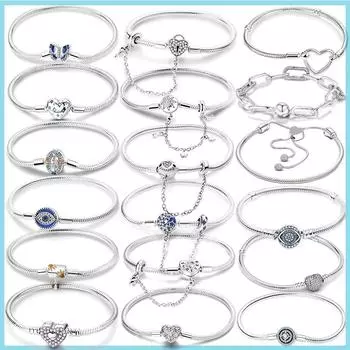 Браслет из стерлингового серебра S925, подвески-бабочки, звезды, луна, браслет-цепочка безопасности, изготовление ювелирных изделий, серебряный браслет S925, женский браслет 17cm