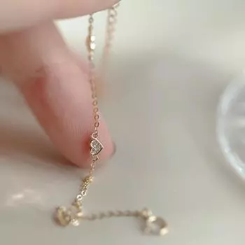 = Браслет из стерлингового серебра S925 с бриллиантами, женский, с тремя маленькими сердечками, простой и легкий, роскошный, универсальный чокер 925