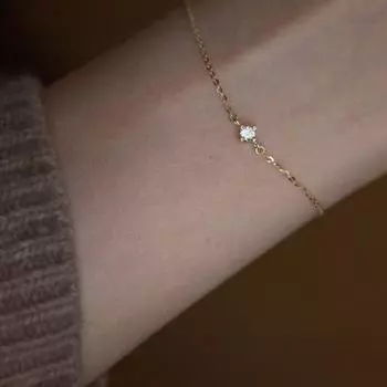 Браслет из стерлингового серебра S925 с четырьмя когтями, 18-каратный циркон с покрытием, супер универсальный тонкий браслет в повседневном стиле для женщин