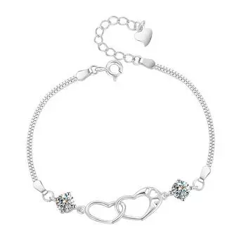 Браслет из стерлингового серебра S925 с двойной любовью из муассанита, горячий продавать, высококачественный, для тяжелой промышленности, цвет D Adjustable size