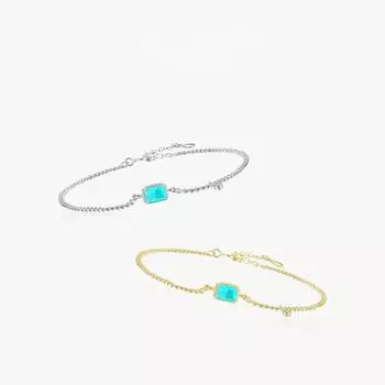 Браслет из стерлингового серебра S925 с имитацией турмалина Palaiba, женский модный универсальный браслет с кристаллами в Instagram Adjustable size серебряный