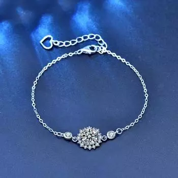 Браслет из стерлингового серебра S925 с муассанитом и подсолнухом для девочек, летний нишевый дизайн, милые ручные украшения, ювелирные изделия для пар Adjustable size