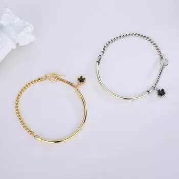 Браслет из стерлингового серебра S925 в японском и корейском стиле со снежинкой и черным цирконием, персонализированный тайский серебряный браслет в стиле хип-хоп Adjustable size