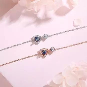 Браслет из стерлингового серебра S925, женский браслет из звездного неба с цирконом и планетой, шикарный браслет, простой и красивый браслет в холодном стиле Adjustable size