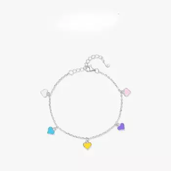 Браслет из стерлингового серебра S925, женский дофамин, красочная любовь, ручная работа с небольшим дизайном, браслет в стиле Instagram Adjustable size