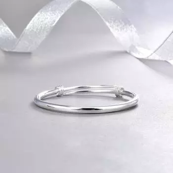 Браслет из стерлингового серебра S999. Гладкий браслет из полного серебра. Простой и универсальный браслет с гравировкой. Push Pull. Открытый браслет. Яркий наконечник для лица. Adjustable size серебряный
