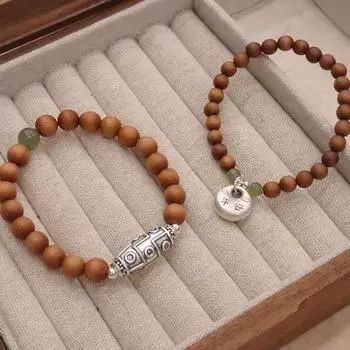 Браслет из стерлингового серебра S999 с бусинами Дзи из нефрита Хотан