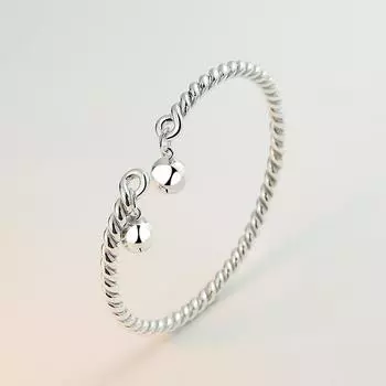 Браслет из стерлингового серебра S999 с цельным серебром на ножке, один шаг, одно кольцо, одна мысль, два дворцовых колокола, браслет, подарок на День святого Валентина для подруги Adjustable size серебряный